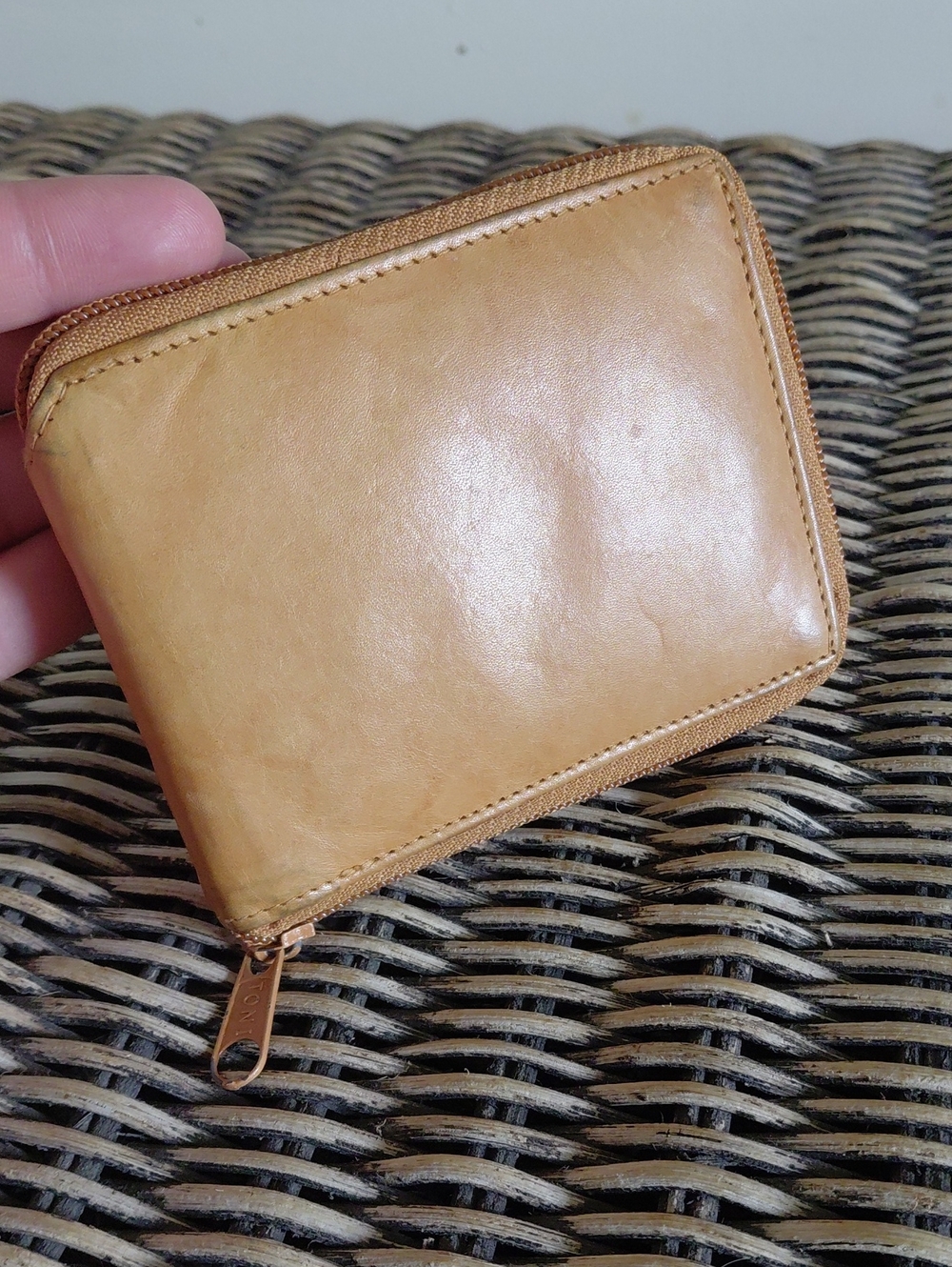 Vintage Leather Zip Card Wallet